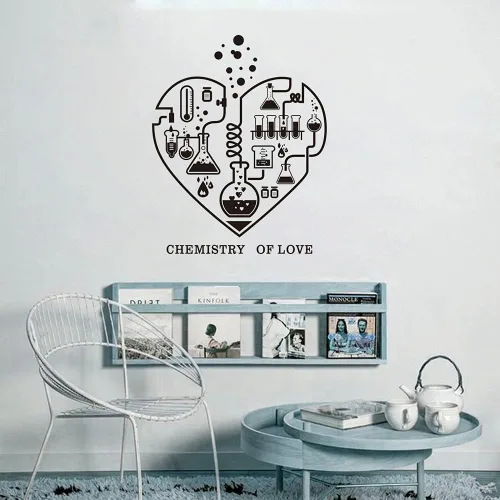 Miniatura 4 de Calcomanía de pared de química para aula o laboratorio, calcomanía de molécula de corazón de ciencia con diseño de "Química del amor", arte