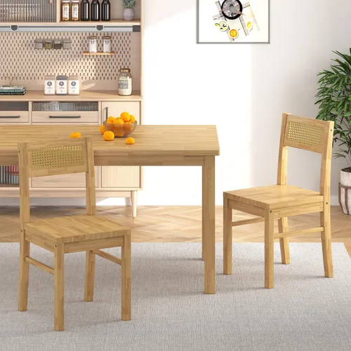 Miniatura 8 de Juego de mesa y sillas de comedor de madera maciza Orweiin para 4, mesa de comedor de 43.3" con sillas incluidas, juego de mesa y sillas de cocina