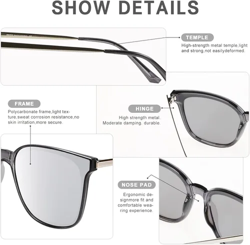 Miniatura 3 de Duco - Lentes de sol redondos vintage para mujeres y hombres con protección UV de moda para la playa