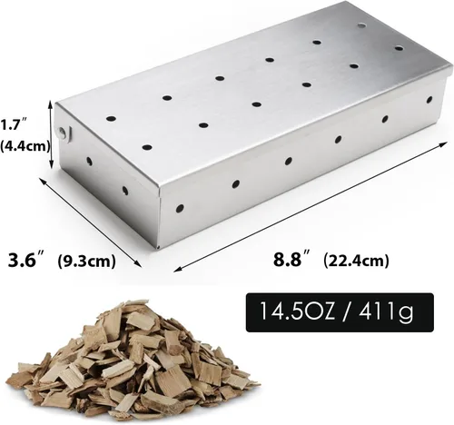 Miniatura 5 de KEISSCO Caja de ahumador de acero inoxidable para parrilla de gas y parrilla de carbón, caja grande para ahumar carne, añade un delicioso sabor