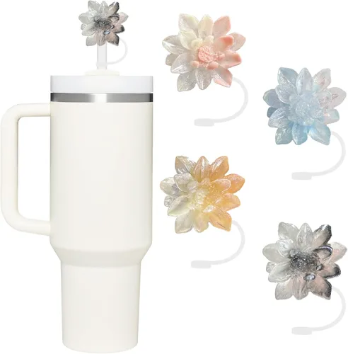 Miniatura 34 de Conjunto de accesorios para taza Stanley, incluye 2 piezas de cubierta de pajita de 0.4 pulgadas, 1 tapón antiderrame de silicona, 1 lindo encanto