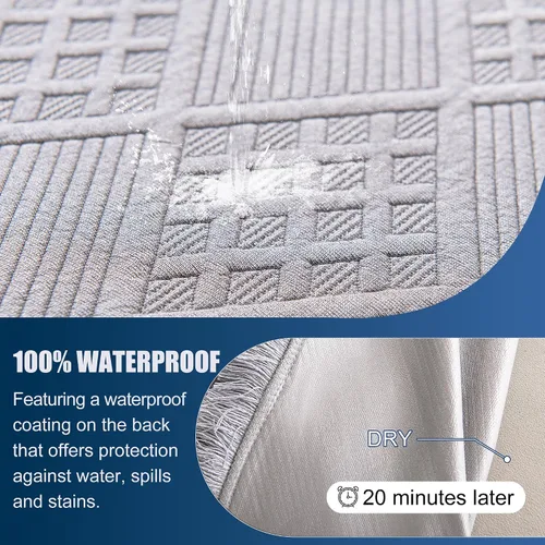 Miniatura 3 de Fundas impermeables para sofá modular en forma de L, 2 piezas, lavable, en forma de L, protector de muebles acolchado de jacquard para perros, Gris