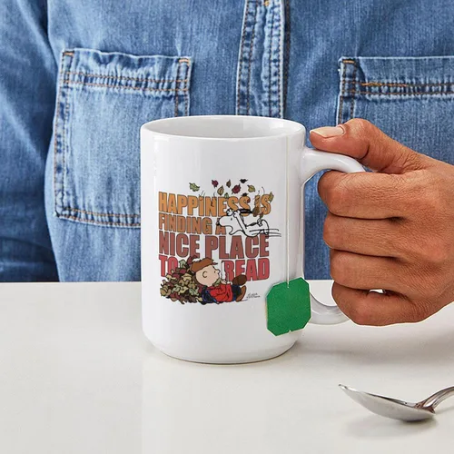 Miniatura 4 de CafePress Peanuts Fall Reading - Taza grande de cerámica (15.0 fl oz)