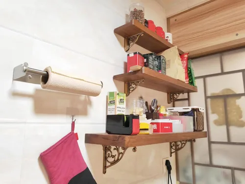 Miniatura 3 de Soportes de estante de 8 pulgadas, paquete de 4 soportes de pared de latón antiguo de alta resistencia, estantes decorativos de cocina victoriana