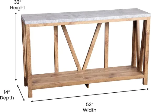 Miniatura 3 de Flash Furniture Charlotte Farmhouse - Mesa consola de 2 niveles, marco de madera de ingeniería con acabado de roble cálido, mesa con acabado
