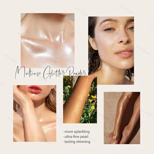 Miniatura 4 de KYDA Spray en polvo iluminador, spray de purpurina de alto brillo, maquillaje en polvo brillante, para cosméticos con purpurina facial y corporal