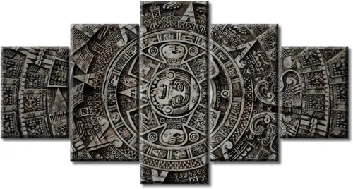 Miniatura 4 de Arte de pared con varios paneles, calendario maya, imágenes de piedra del sol, pinturas de civilización azteca sobre lienzo, sala de estar