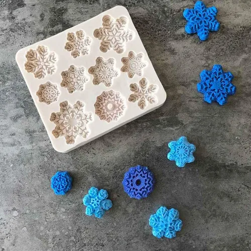 Miniatura 2 de Molde de silicona para pastel de fondant de copo de nieve de Navidad, molde de caramelo de chocolate, decoración de bricolaje, decoraciones