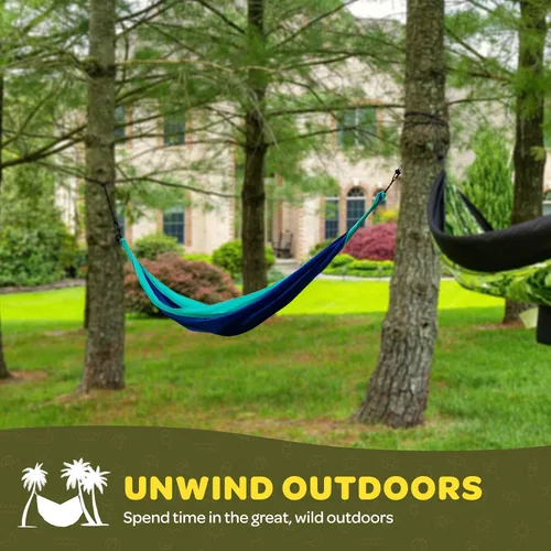 Miniatura 7 de Hamaca Duradera con Capacidad de 500 Libras, Silla Hamaca de Camping de Nylon - Tamaños Doble o Individual con Correas para Árboles y Bolsa