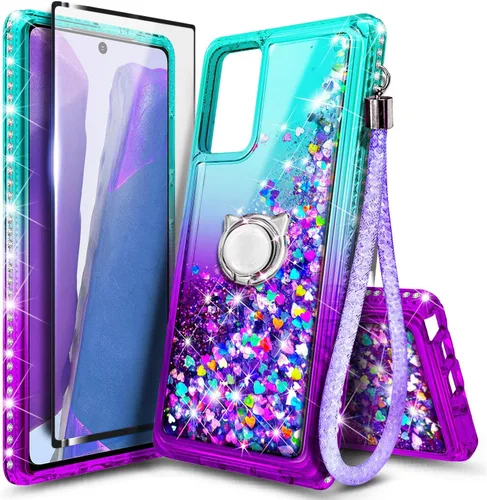 Miniatura 71 de NGB Diseñada para funda Samsung Galaxy Note 10+ (Plus), Rosa/Aguamarina Funda con Purpurina Líquida Brillante Linda para Mujeres Niñas Niños