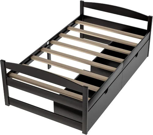 Miniatura 5 de Harper & Bright Designs Sofá cama individual con cajones de almacenamiento, cama capitanes de madera maciza, tamaño individual, sofá cama, base