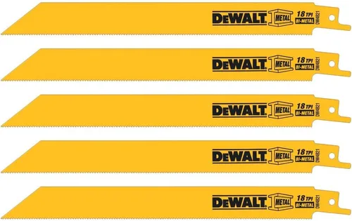 Miniatura 2 de DEWALT Hojas de sierra recíproca, parte trasera recta, bimetálica, 8 pulgadas, 18 TPI, paquete de 5 (DW4821)