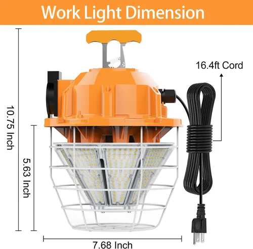 Miniatura 3 de RIUVAO Luz de trabajo temporal LED de 150 W 24750 Lm 5000 K Luz diurna brillante luces de construcción luz colgante portátil IP65 impermeable
