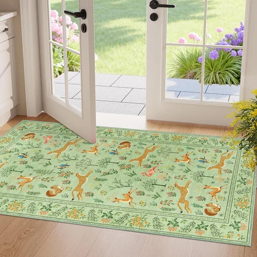 Miniatura 112 de DUKINO Alfombra de área de 6 x 9 pies, alfombra floral para sala de estar, ligera, antideslizante, lavable, alfombra de interior de pelo bajo