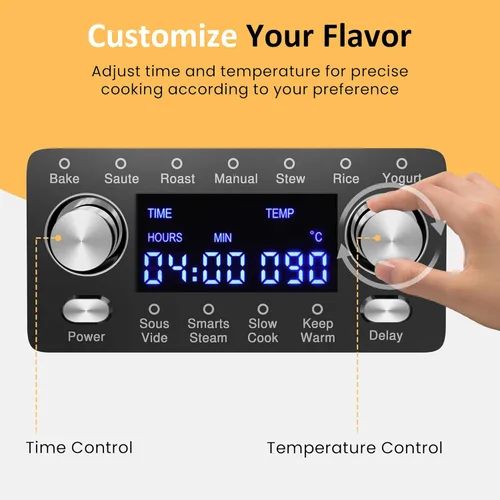 Miniatura 3 de Olla de cocción lenta programable 12 en 1 de 8 cuartos, multicocina calentador de alimentos con temporizador digital, control de temperatura, olla