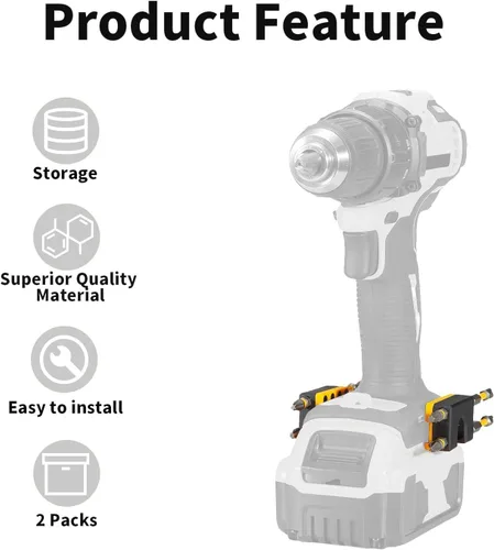 Miniatura 2 de Uniqwamo Soporte de brocas compatible con Dewalt 20 V, organizador de brocas compatible con taladros que llevan hasta 4 brocas en el lateral de tu