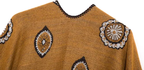 Miniatura 4 de Chal estilo poncho con frente abierto con patrón vintage, capa para mujer