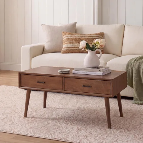 Miniatura 2 de Safavieh Home Collection Mozart Mid-Century - Mesa auxiliar rectangular con 2 cajones