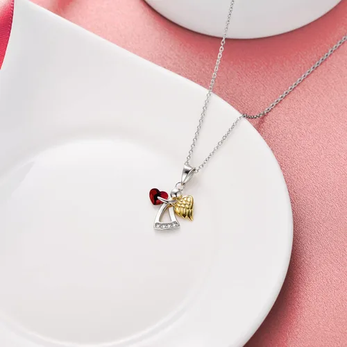 Miniatura 3 de AOBOCO 925 Sterling Silver Guardian Angel Necklace, Birthday Baptism Communion Gifts for Girls Daughter