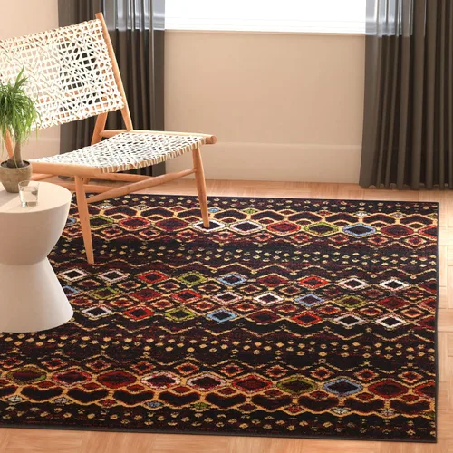Miniatura 49 de SAFAVIEH Amsterdam Collection Alfombra Decorativa - 2.3 pies x 4 pies, Negro & Multi, Diseño Marroquí Bohemio, Sin Desprendimiento y Fácil Cuidado