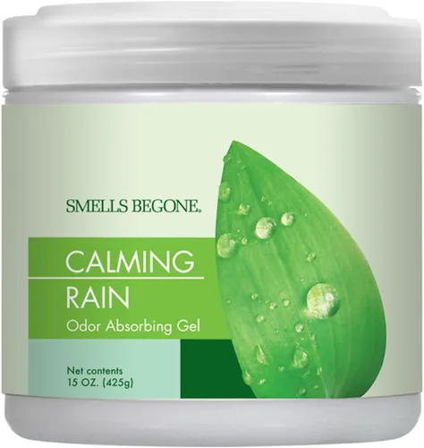 SMELLS BEGONE Eliminador de olores de gel de 15 onzas – Absorbe y elimina los olores difíciles en áreas de mascotas, baños, sótanos, garaje,