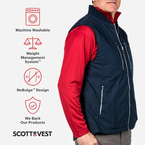 Miniatura 2 de SCOTTeVEST Chaleco de viaje 101 para hombre, 9 bolsillos ocultos, chaleco repelente al agua transpirable para viajes, senderismo, golf y más