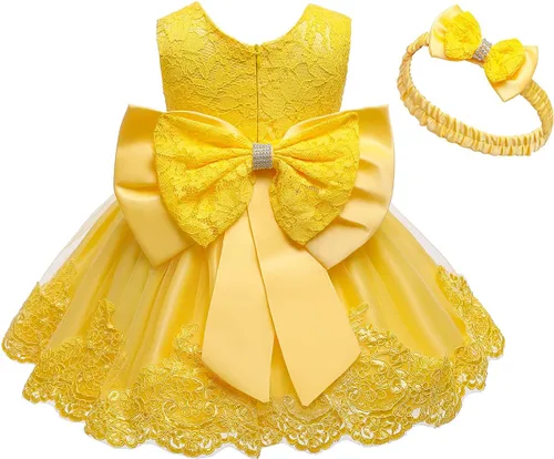Jup'Elle Vestidos de niña de flores para boda, vestido bordado formal para niñas, vestido de princesa para bebé, para desfiles, fiesta, con tocado