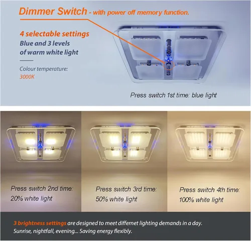 Miniatura 4 de Dream Lighting luz LED 12 V con plafón transparente para remolque, barco y caravana, iluminación interior, color blanco cálido.