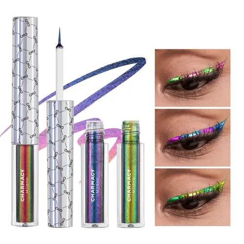 Miniatura 30 de CHARMACY Delineador Líquido para Ojos Resistente al Agua, Lápiz delineador de ojos negro intenso de larga duración con punta ultra fina, a prueba