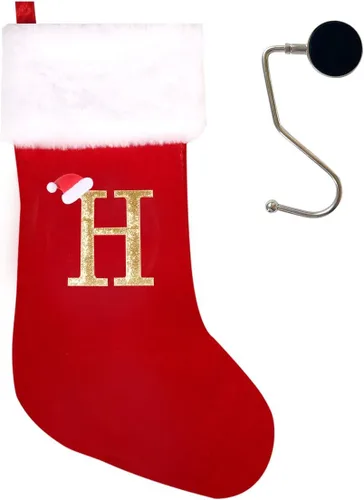 Miniatura 75 de Medias de Navidad de 20 pulgadas con monograma, letras, medias súper suaves grandes de Navidad, medias de monograma rojo para Navidad, regalo