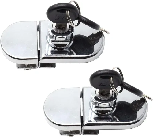 Cerradura de vitrina sin taladro para vidrio de 0.2 a 0.3 pulgadas, llave diferente: montaje puerta a puerta, 2 juegos ovalados cromados de 3.35 x