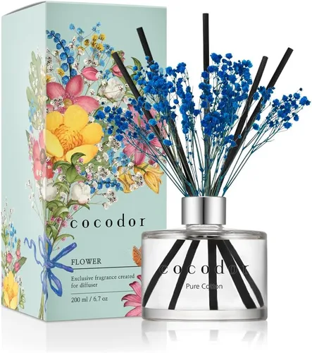 Miniatura 15 de COCODOR Juego de Difusor de Varillas de Junco con Flores / 6.7 oz / Eucalipto Limón / Difusor de Aroma con Varillas Fragancia para el Hogar Difusor