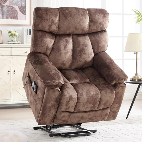 CANMOV Power Lift - Silla reclinable para personas mayores con masaje por vibración y calefacción lumbar, silla elevadora eléctrica con bolsillo