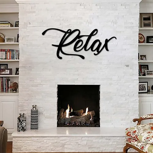 Letrero decorativo de pared con diseño de esculturas de corte relajado, arte de palabras 3D, decoración de pared de metal, decoración colgante para