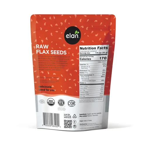 Miniatura 3 de Elan Semillas de lino orgánico, semillas enteras, semillas crudas, sin OMG, veganas, sin gluten, kosher, altas en fibra, gelifican fácilmente