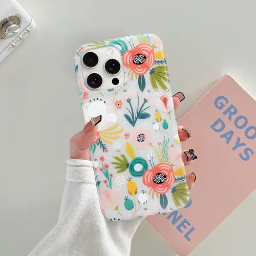 Miniatura 6 de J.west Funda para iPhone 13 Pro Max, funda transparente floral flexible de TPU a prueba de golpes, diseño elegante transparente, funda protectora