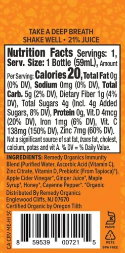 Miniatura 2 de Remedy Organics Immunity Plus Shot, Digest paquete de 12 Aumenta la energía, la función cerebral, la desintoxicación y el metabolismo