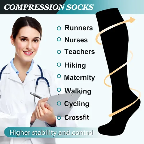 Miniatura 6 de ACTINPUT Calcetines de compresión para mujeres y hombres, circulación 8 pares de 15-20mmHg-el mejor apoyo para enfermeras, médicos, correr, atletismo