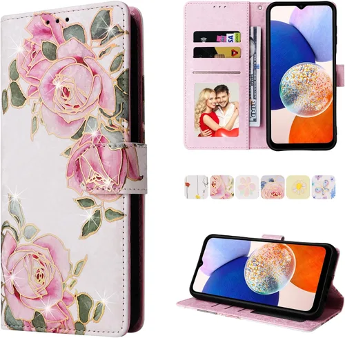 Miniatura 21 de UEEBAI Funda tipo billetera para Samsung Galaxy A16 4G/5G, cubierta de cuero PU con soporte, bloqueo RFID, funda flip con ranuras para tarjetas