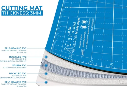 Miniatura 3 de Estera de Corte Elan A4 Azul, Estera de Corte Autorreparable A4 Azul 9x12 Pulgadas, Tabla de Corte Artesanal de 5 Capas Azul, Tabla de Pasatiempos