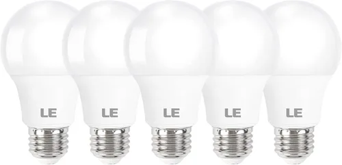 LE Bombillas LED equivalentes a 60 W, 9 W, 800 lúmenes, no regulables, luz blanca diurna 5000 K, base media estándar A19 E26, 10000 horas de vida