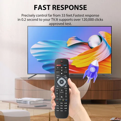 Miniatura 5 de Paquete de 2 para reemplazo remoto de TV Philips, compatible con todos los televisores inteligentes Philips LED/LCD/HDTV/UHD (NH500UP)