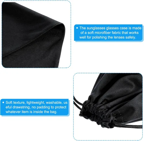 Miniatura 3 de PATIKIL Bolsa de gafas de esquí, funda de microfibra para gafas de nieve, funda de almacenamiento suave, bolsa con cordón