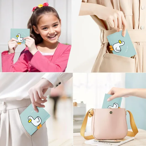 Miniatura 27 de CONISY Lindas carteras para mujer, de cuero con bloqueo RFID, pequeña cartera triple con ventana de identificación para niñas y mujeres