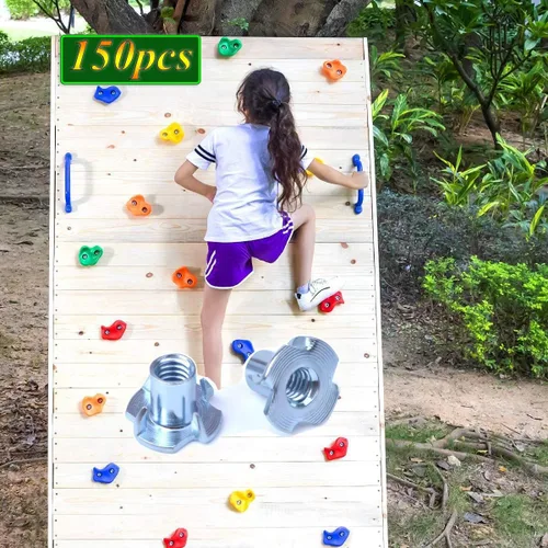 Miniatura 3 de Tuercas T de 1/4 pulgadas - 20, 100 tuercas ciegas de acero chapado en zinc de 4 puntas para madera, soportes de escalada en roca, gabinetes, muebles
