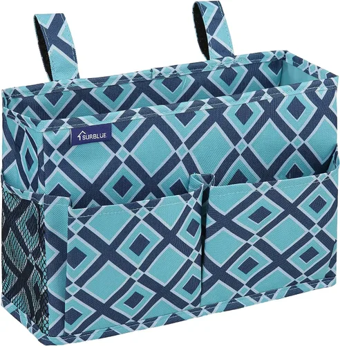 Miniatura 19 de Surblue Caddy Organizador colgante, Bolsa de almacenamiento para cabecera para literas y camas de hospital, Azul Turquesa, L R-Teal