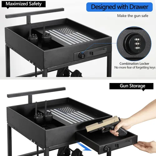 Miniatura 6 de Police Gear Stand, Police Hanger, Tactical Duty Gear Rack with 3 Hooks, Free-Standing All Iron Frame Police Gift Decor with Flag, Black, Come Home