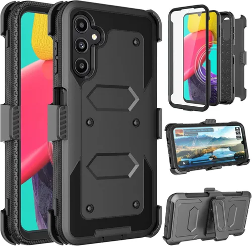 Funda para Galaxy A14 5G, para Samsung A14 5G, protector de pantalla integrado con soporte para cinturón, funda de cuerpo completo, grado militar,