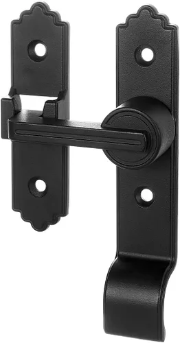 Miniatura 9 de 3 paquetes de cerraduras y pestillos negros de 180 grados, pestillo de puerta corrediza abatible con asa, pestillos de puerta pesados, cerradura