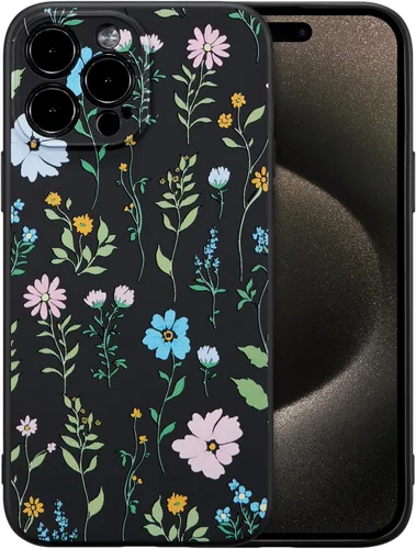 Miniatura 9 de RALEAVO Funda Floral para iPhone 12, Cubierta de Silicona Líquida con Bonito Patrón de Rama de Flores para Niñas y Mujeres, Funda Protectora de Goma